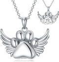 wholesale 925 Sterling Silver Paw Print Angel Wings Cremation Keepsake Pendant Necklace for Pet Memory Gifts-0-0