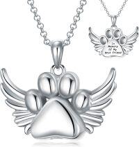 wholesale 925 Sterling Silver Paw Print Angel Wings Cremation Keepsake Pendant Necklace for Pet Memory Gifts-Paw Print Urn-Paw Print Urn