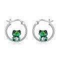 wholesale 925 Sterling Silver Green Frog Enamel White Gold Plated Hoop Earrings For Women-0-0