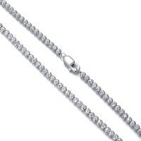 wholesale 925 Sterling Silver 3 mm Shiny Cubic Zirconia Cut Cable Chain Necklace for Men & Women - Lengths from 18 to 24 Inches-Length:20 inches Width:3MM