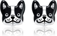 wholesale 925 Sterling Silver French Bulldog Stud Earrings Adorable Dog Face s for Women and Girls-Dog