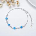 wholesale 925 Sterling Silver Blue Opal & Turquoise Beaded Tennis Bracelet for Women (6-8 inch)-0-4