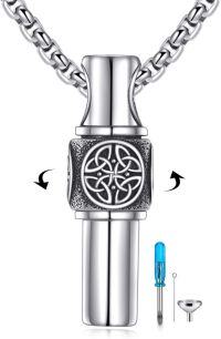 wholesale 925 Sterling Silver Celtic Knot Urn Pendant Necklace s for Ashes - 20+2 inch Chain (Men/Women)-Celtic Knot Spinner Urn
