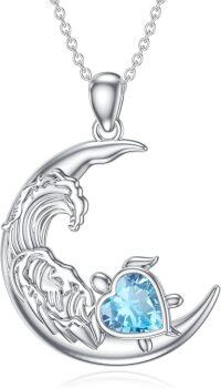 wholesale  Silver Turquoise Ocean Turtle Pendant Necklace Jewelry Gift for Women -March