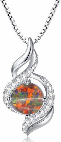 wholesale Sterling Silver 7 Color Opal Infinity Swirl Pendant Necklace (18 +2 )-Greenish Mexican Brown