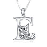 wholesale 925 Sterling Silver Letter E Pendant With Cat Design-F