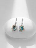 wholesale 925 Sterling Silver Abalone Hummingbird Dangle Earrings 16mm 2.6g-0-1