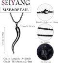 wholesale 925 Sterling Silver Italian Horn Necklace - Black Amulet Pendant for Men & Women (with Gift)-0-7