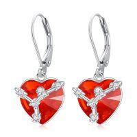 wholesale 925 Sterling Silver Birthstone 12 Constellations Heart Dangle Earrings-07-Jul-Cancer(6.22-7.22)