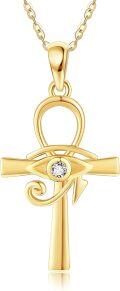 wholesale 14K Gold Evil Eye Cross Pendant Necklace with Cubic Zirconia and Chain for Women Girls-0-0