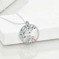 wholesale 925 Sterling Silver Green Crystal Celtic Moon Cats Tree of Life Pendant Necklace for Women-0-4