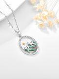 wholesale 925 Sterling Silver Abalone Shell Mountain Pendant Necklace with Yellow Stone and Cubic Zirconia - Christian Jewelry for Women-0-2