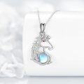 wholesale 925 Sterling Silver Blue Moonstone Horse Pendant Necklace-0-2