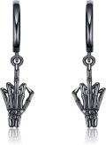 wholesale Black  Skeleton Hand Dangle Earrings for Women Men Gothic  4cm Long-0-0