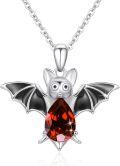 wholesale Sterling Silver Crystal Bat Pendant Necklace Gothic Animal Jewelry Gift for Women-0-12