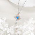 wholesale Sterling Silver Birthstones Rose Cross Heart Crucifix Pendant Necklace for Women-0-40