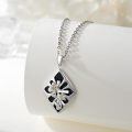 wholesale 925 Sterling Silver Flower Pendant with Blue Stone and Gold Accents Necklaces for Women/Men-0-1