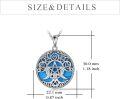 wholesale 925 Sterling Silver Blue Turquoise Triple Moon Goddess Pentagram Pendant Necklace-0-3