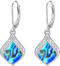 wholesale 925 Sterling Silver Teardrop White Opal Dangle Earrings for Women-Abalone Shell