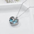 wholesale 925 Sterling Silver Heart Tree of Life Locket Necklace with Abalone Shell - 0.91 x 0.79 - 18+2 Chain - Gift for Women-0-2