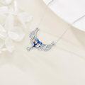 wholesale 925 Sterling Silver Heart with Wings and Blue Crystal Pendant Necklace for Women - Angel Number s-0-3