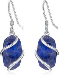 wholesale 925 Sterling Silver Lapis Lazuli Dangle Earrings Gemstone Fine Jewelry Birthday Christmas Gifts for Women Her-Dangle-Lapis Lazuli