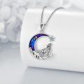 wholesale 925 Sterling Silver Howling Wolf Crescent Moon Pendant Necklace With Blue Crystal Star-0-3