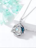 wholesale 925 Sterling Silver Moonstone Triskelion Pendant Necklaces for Women Irish s 45cm Chain Length-0-4