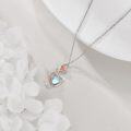 wholesale 925 Sterling Silver Musical Notes with Heart and Rose Gold Plated CZ Pendant Necklace-0-4