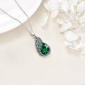 wholesale 925 Sterling Silver Teardrop Turquoise & Blue Crystal Peacock Pendant Necklace for Women's Gifts-0-7