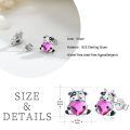 wholesale 925 Sterling Silver Cow Holding Pink Heart Earrings Wholesale For Women Girls-0-1