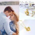 wholesale 18K Gold Heart Shaped Pendant with Diamond Accent Necklace for Women - 18K Gold Set-0-4