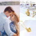 wholesale 18K Gold Heart Shaped Pendant with Diamond Accent Necklace for Women - 18K Gold Set-0-4