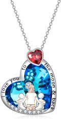 wholesale TOUPOP Christmas Gifts For Mom Mother And Daughter/son Necklace Sterling Silver Crystal Family Jewelry I Love You To The Moon And Back Mom Gifts For Women -0-0