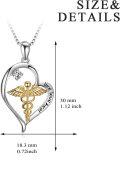 wholesale 925 Sterling Silver Heart Shaped Caduceus Angel Nurse Live Love Heal Pendant Necklace for Women Girls -0-1