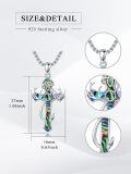 wholesale 925 Sterling Silver Abalone Shell Deer Antler Cross Pendant Necklace with Chain Gift for Men Hunters-0-3