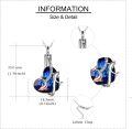wholesale 925 Sterling Silver Blue Crystal Heart with Dolphins and I Love You Forever Message Pendant Necklace-0-4