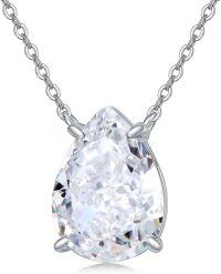 wholesale Sterling Silver Birthstone Necklace for Women Choker Pendant Jewelry Gift for Her Wife Girlfriend Mom-Pear-04-Apr-White