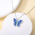 wholesale 925 Sterling Silver Blue and Purple Enamel Butterfly Pendant Necklace for Women-0-1