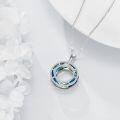 wholesale 925 Sterling Silver Blue Round Pendant Necklace-0-2