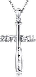 wholesale 925 Sterling Silver Softball Cross Necklace for Women Graduation Gifts for Athletes-0-0