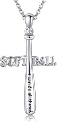 wholesale 925 Sterling Silver Softball Cross Necklace for Women Graduation Gifts for Athletes-Baseball Cross