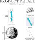 wholesale Sterling Silver Turquoise Amber Bar Necklace, Exquisite Vertical Pendant with Branches, 18+2 Chain, Hypoallergenic, Gift for Women-0-2