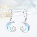 wholesale 925 Sterling Silver & Artificial Moonstone Moon Star Earrings 13.9-16mm Hypoallergenic Gift for Women-0-1
