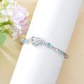 wholesale 925 Sterling Silver Blue Crystal Infinity Heart Bracelet with Engraved Message - 7 to 8.6 Adjustable Size  for Women-0-2