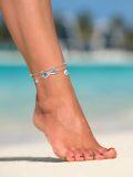 wholesale 925 Sterling Silver Multi-Charms Ankle Anklet with Palm Tree Starfish Turtle and Shell Charms-0-4