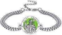 wholesale 925 Sterling Silver Saint Patrick Protect Us Charm Bracelet with Green Enamel and Crosses Design-04-St Patrick Medal(round green-silver)