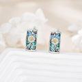 wholesale 925 Sterling Silver Daisy Flower Shell Inlay Rectangular Stud Earrings-0-1