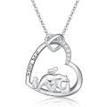 wholesale 925 Sterling Silver Mama Bear Heart Pendant Necklace-0-0