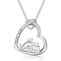 wholesale 925 Sterling Silver Mama Bear Heart Pendant Necklace-Mama bear3